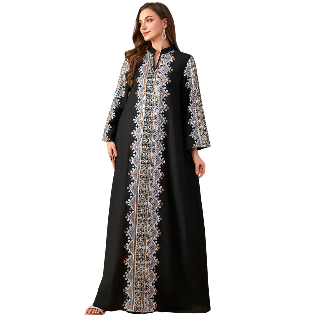 فستان تطريز عربي أسود طويل – زُحشُر